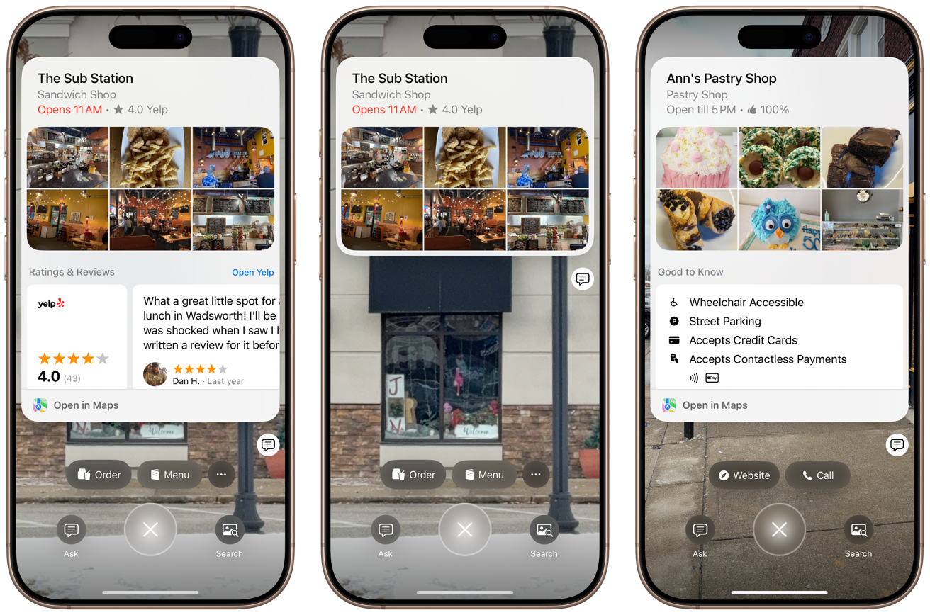 Several screenshots showing business information for Sub Station